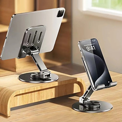 Aluminum 360° Rotation Mobile Phone Stand Desktop Table Holder Folding Brackets - Photo 13 sur 24