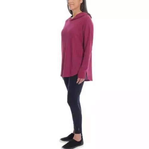 Chaser Women's Thermal Hoodie Casual Long Sleeve Sugar/Plum/Maroon Size XL