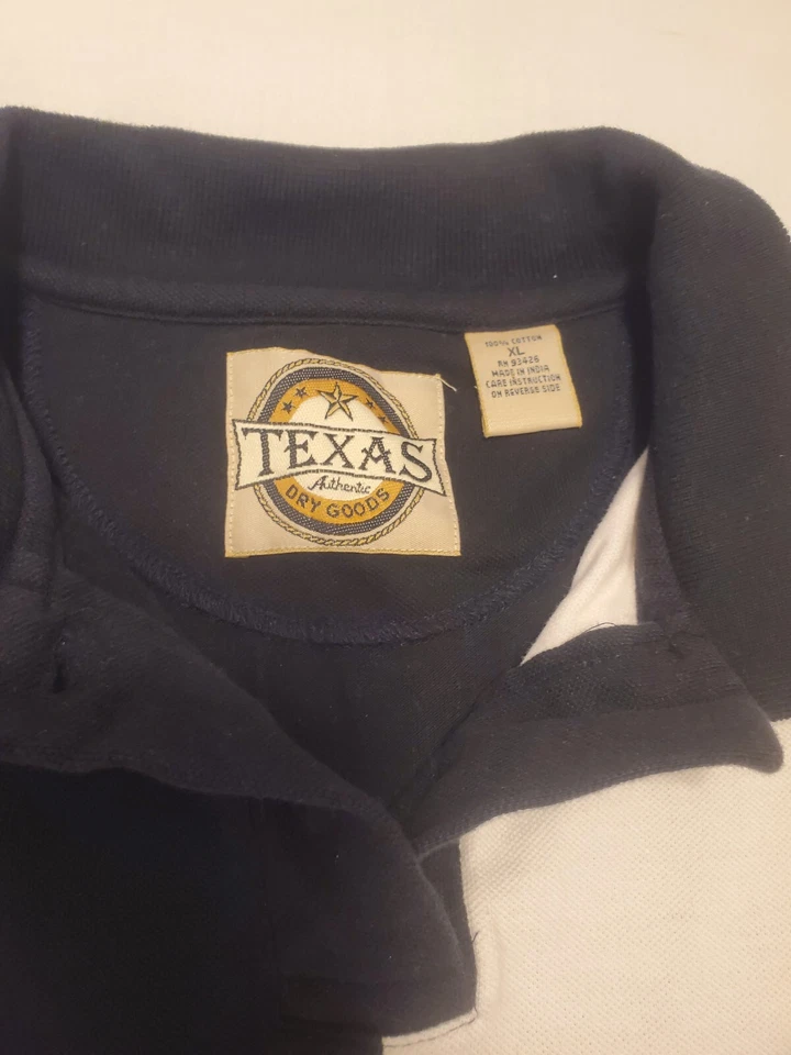 Vintage Texas Cotton Polo Shirt Mens Sz XL Texas Flag Embroidery Colorblock - Image 4 of 4