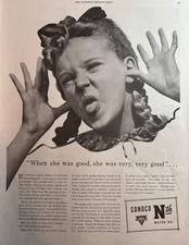 1942 Conoco Motor Oil Nth Girl Brat Engine Speeds Plating Station VTG Print Ad