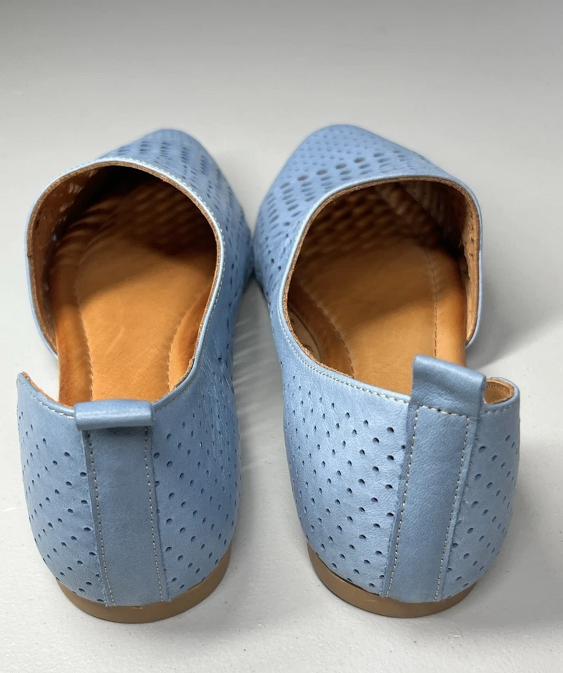 Zapatos planos Miz Mooz Gwenna Half d'Orsay para mujer 38 azul cuero perforado sin cordones Foto 4 de 4