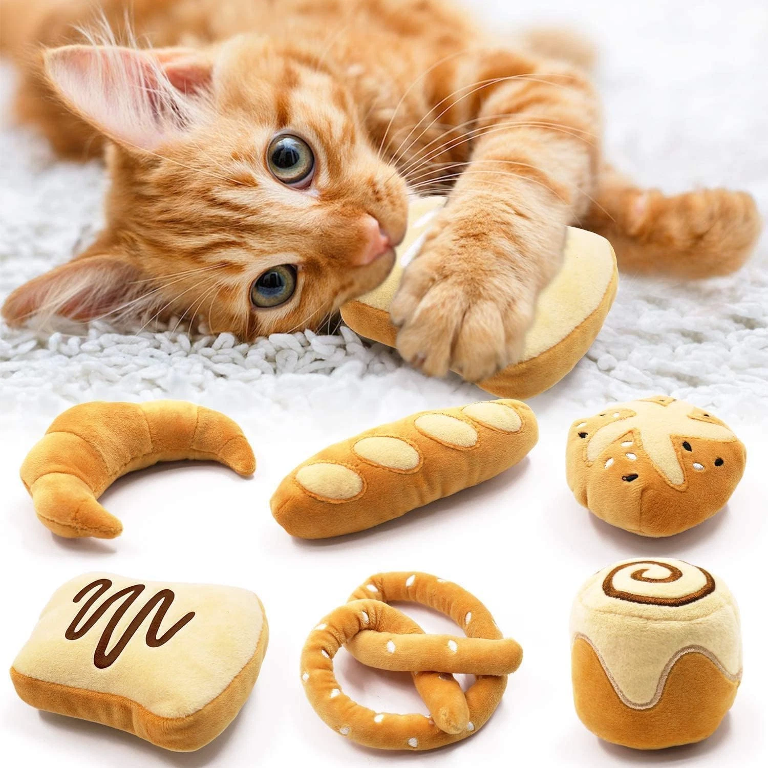 Bread Catnip Toys, Cat Toy for Indoor Interactive Toys, Kitten Chew Bite Kick...