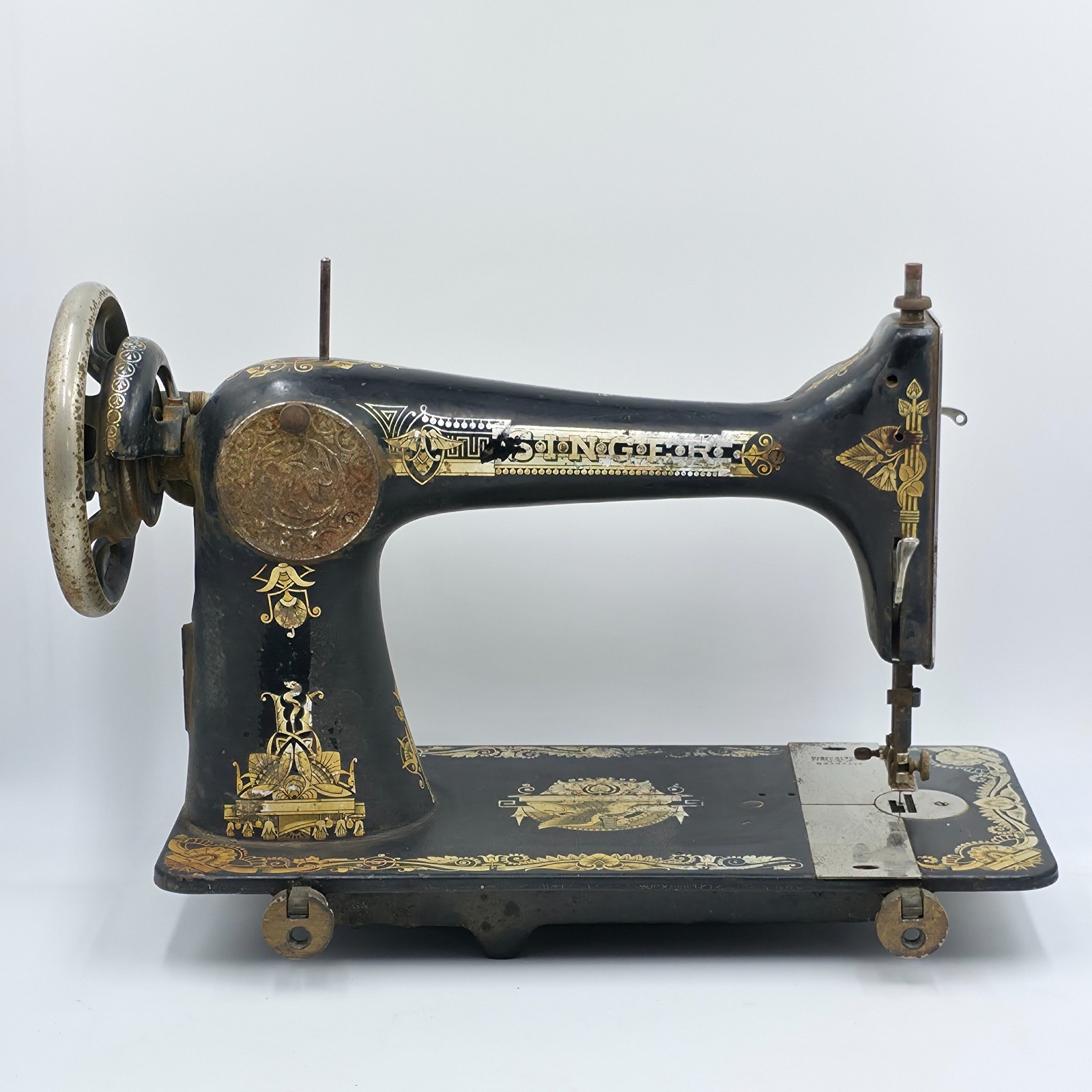 Antique 1910s Singer Sewing Machine Egyptian Sphinx Treadle - Untested READ