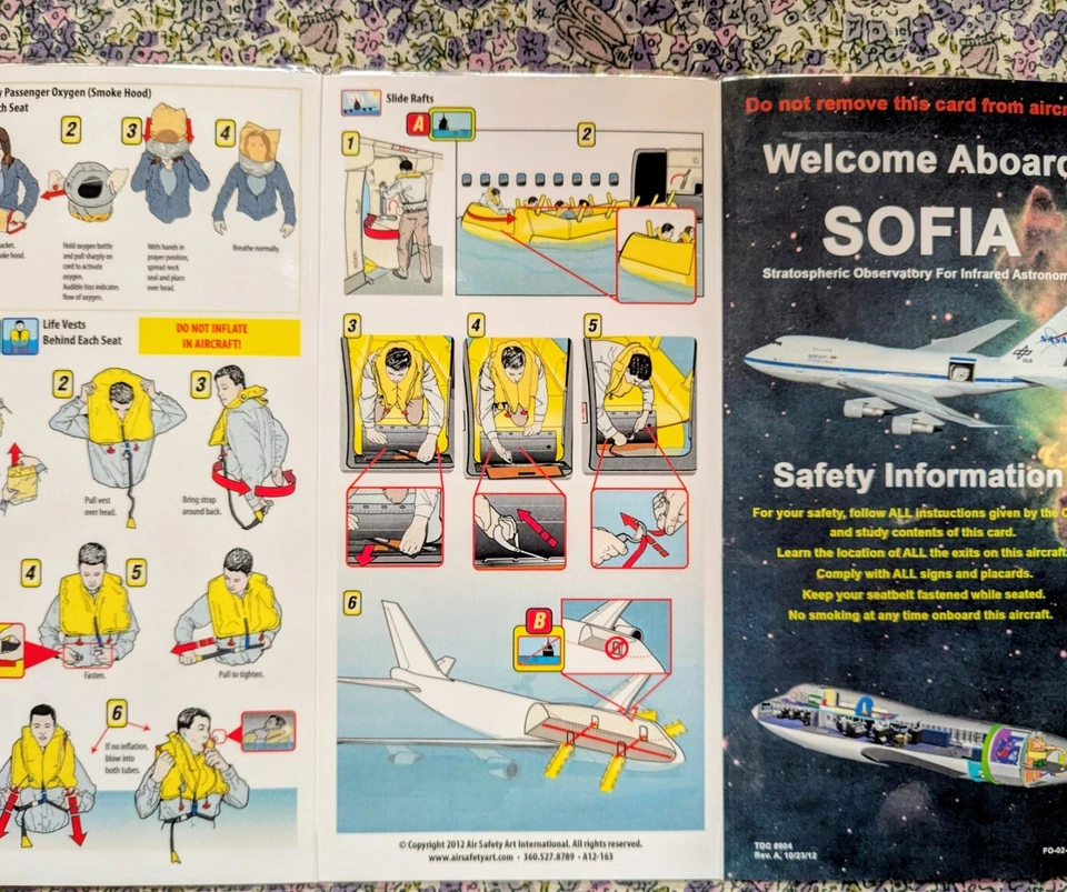 NASA SOFIA 747 SP. Peça de leme Jet Eyes #16/100 esgotada. Patch e cartão de segurança. - Imagem 4 de 4