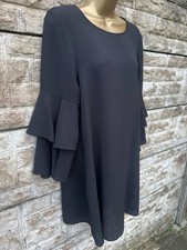 Ladies New Look Black Long Sleeve Shift Style Smart Dress UK 12