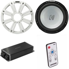 Kicker Marine KPX500.1 Powersports Amp  12" 4 Ohm  White Grill  Subwoofer ...