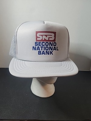 Vintage SNB Second National Bank Trucker Hat Snapback Cap Looks NEW NOS PHOTOS 