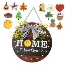 Interchangeable Seasonal Welcome Sign Front Door Decoration with 13 Changeable