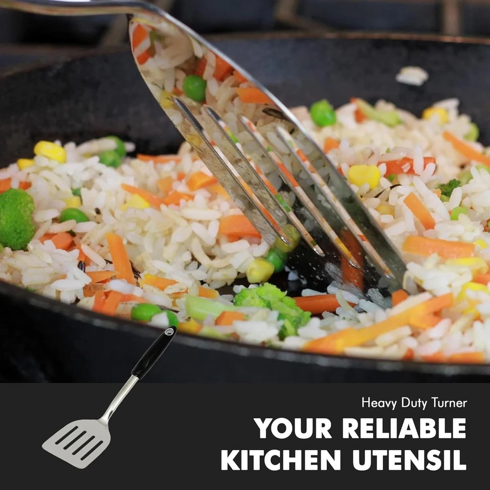 Chef Craft 13-Inch Heavy Duty Stainless Steel Slotted Spatula Turner - Image 3 of 4