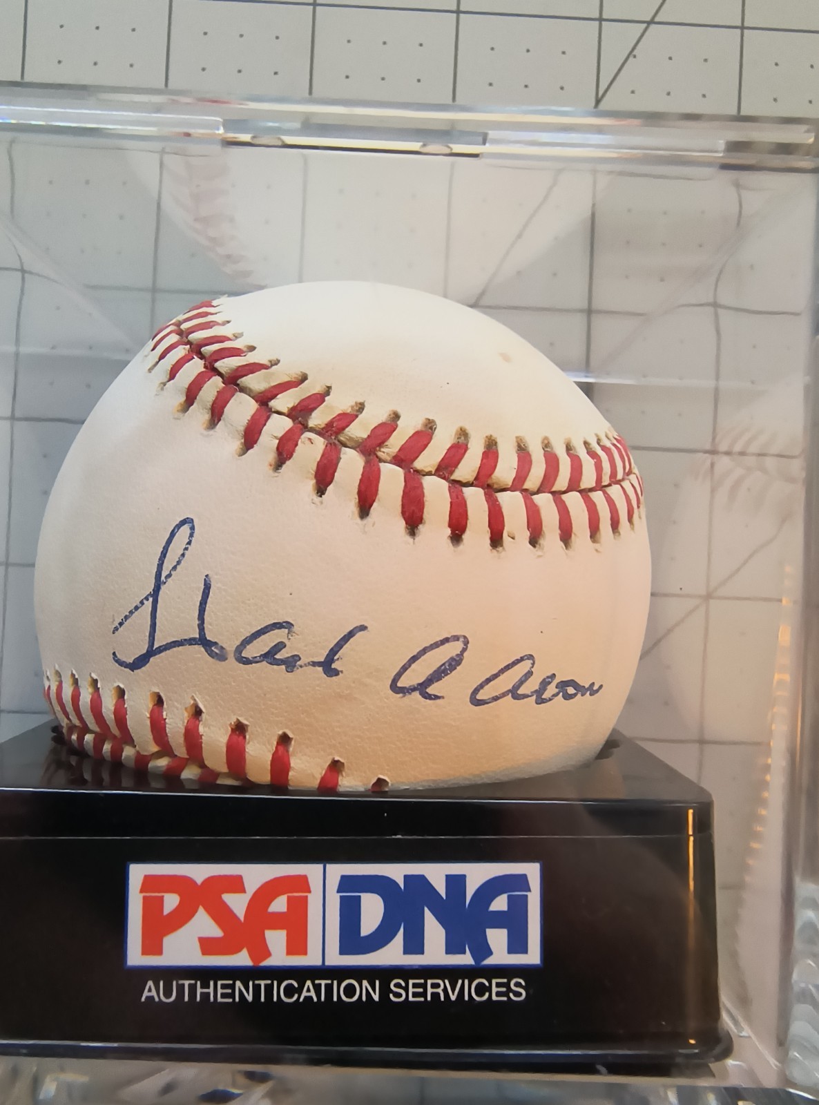 PSA DNA Hank Aaron autographed baseball SSB - Sweet Spot NM - MT 8.5 view 1