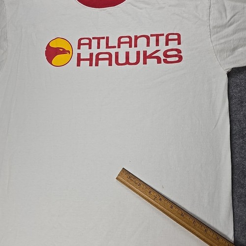 Atlanta Hawks Shirt Men Majestic Hardwood Classic Vtg USA NBA Ringer Tee Large - Imagen 4 de 10