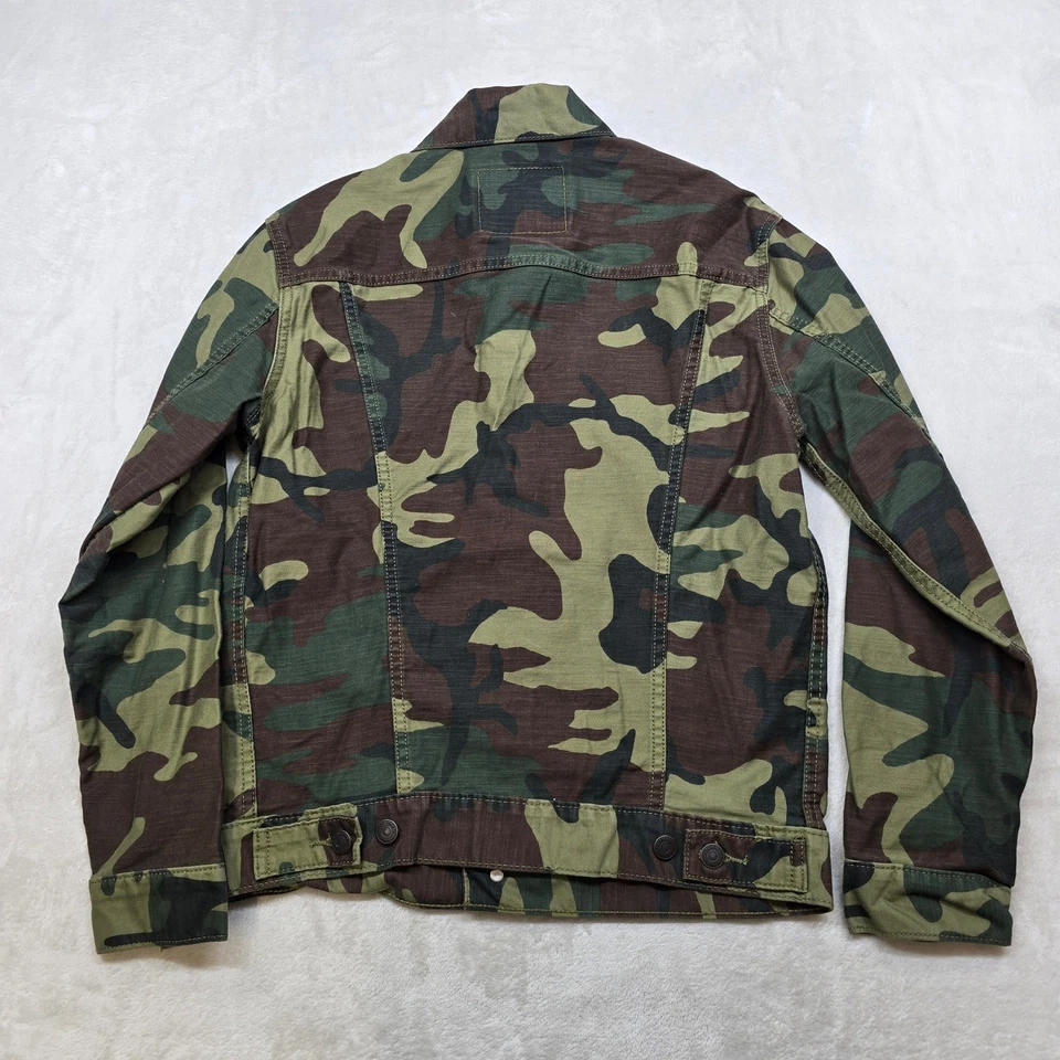 Chaqueta de Camionero Levis Camuflada Para Hombre Pequeña Verde Marrón Algodón Camuflaje Foto 3 de 4