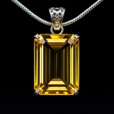 GIE Certified Natural Emerald Cut 105 Ct Yellow Citrine Pendant Loose Gemstone
