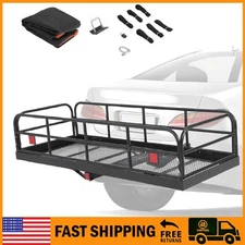 500 LBS Foldable Hitch Cargo Carrier Basket ,Heavy Duty Steel Rear Luggage Rack