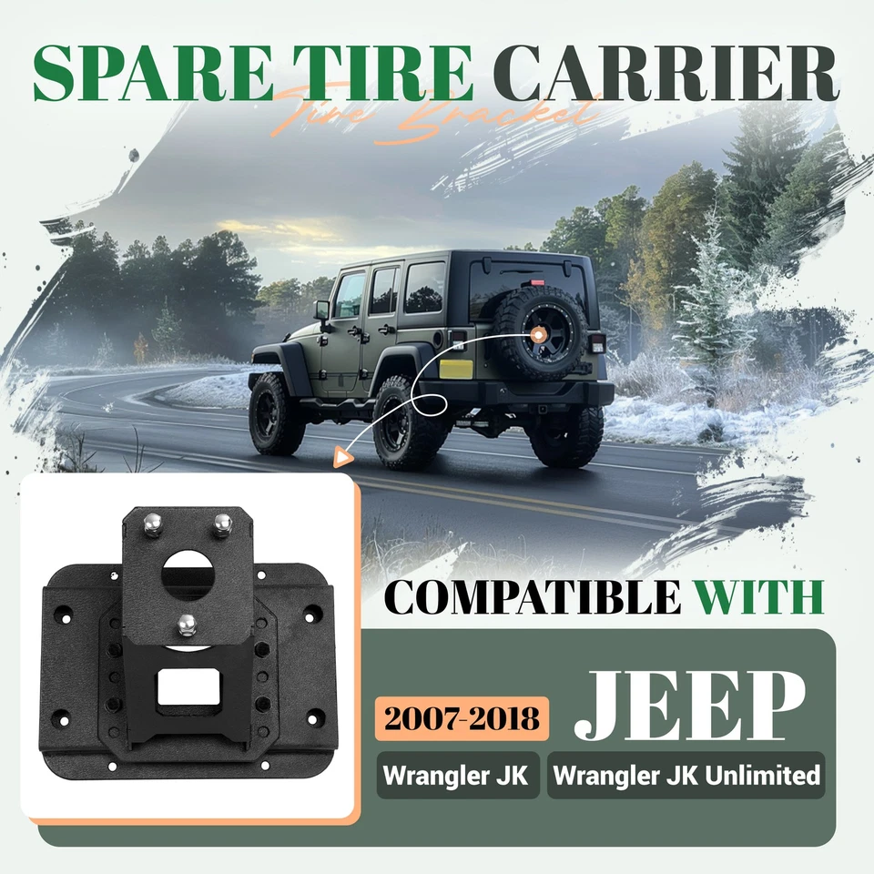 Adjustable Spare Tire Carrier Tire For Jeep Wrangler JK JKU Unlimited 07-18 - Image 2 of 4
