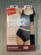 Hanes Women's Comfort, Period Super Absorbency Hipsters - Size 6/M - New 3 PRs