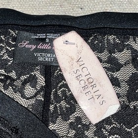 Vintage Black Victoria Secret Sexy Little Things Lace Crystals Hiphugger Panties