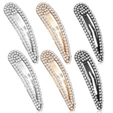 6PCS Rhinestone Hair Clips Bling Hair Clips Snap Barrettes for Women Snap Clip