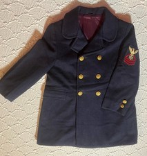 1960s Toddler US Navy Chief Fieldston Tailored Wool Double Breasted Pea Coat