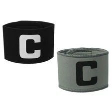 Soccer Captain, Soccer Captain Armbands Elastic Adjustable (2 Pack, Black/Gray)