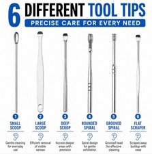 Q-Grip Kit Removedor de Cera de Oído Espiral Recogedor de Oído Cuchara Limpiador de Oídos Reutilizable