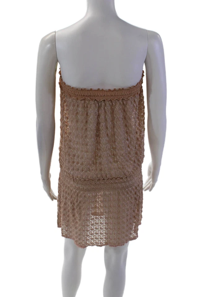 Mini Vestido para Mujer Melissa Odabash Cuello Cuadrado Sin Tirantes Cintura Caída Dorado Talla S Foto 3 de 4