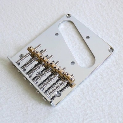 Chrome Modern Size Tele Telecaster Bridge with Vintage Style ind Brass saddles