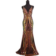 JVN By JOVANI NWT Long Multicolored Spaghetti Strap Dress, Size 8