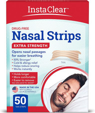 Extra-Strength Nasal Strips, Tan 50 Ct Works Instantly, Breathe Better, Nasal