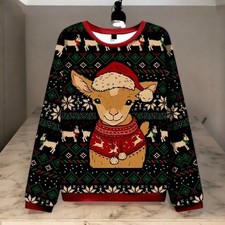 Goat in Festive Outfit Ugly Christmas Sweater Funny Farm Cute Xmas Top