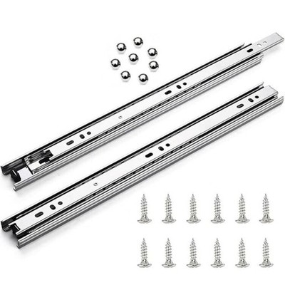 6 Pairs 16 Inch Drawer Slides, 100 LB, 3-Section, Full Extension, Side Mount