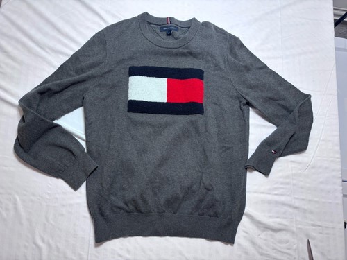 Tommy Hilfiger Men's Medium Crew Neck Thin Sweater Raised Big Flag Patch EUC - Picture 3 of 10