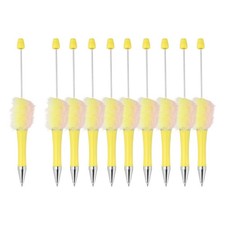 Fluffy Beadable Pens, Plastic Bead Pen for DIY Beads - 10 Pcs Yellow Gradient