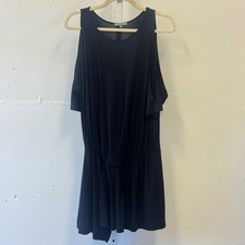 Emerson Thorp Black Cold Shoulder Draped Mini Dress Size S Made in USA