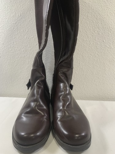 Aerosoles Hayride Sz 6M Tall Round Toe Riding Boots Brown Zip Up Faux Leather - Picture 11 of 16