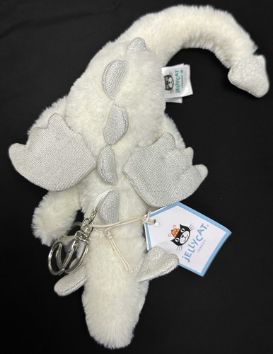 JELLYCAT FLUFFY WHITE SNOW DRAGON COLLECTIBLE BAG CHARM PLUSH CUDDLY TOY KEYRING - Picture 16 of 24