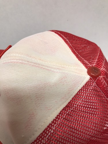 Vtg Lufkin Tools Tape Measure Logo Sewn Patch Front Red Snapback Trucker Hat USA - Picture 6 of 11