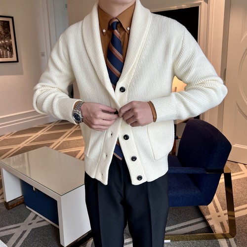 Heiße Herren einfache Strickjacke Knopfleiste V-Ausschnitt Strick klassisch lässig Pullover Mantel - Bild 5 von 15