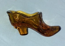 Vtg Amber  Glass Shoe Ashtray