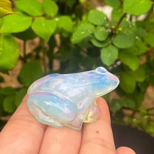 2x Natürlicher Opal Quarz Kristall Glücksfrosch Geschnitzt Edelstein Statuen Energie Dekor - Bild 14 von 18