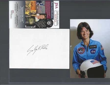 Sally Ride Autograph 4x6 Card USA NASA Female Astronaut JSA COA & Photo