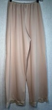 Vassarette Long Pettipants Beige Lace Trimmed Nylon Medium Lingerie Size Medium