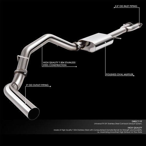 For 19961999 Chevy Tahoe GMC Yukon 5.7L 3" Muffler Tip Exhaust Catback