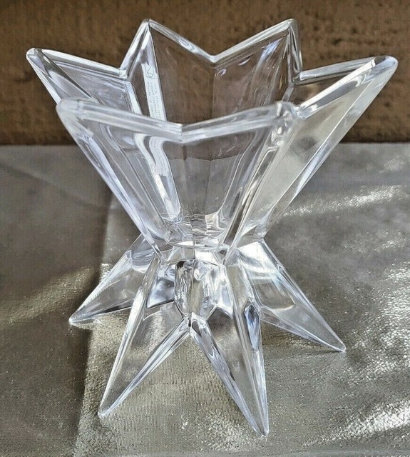 Nachtmann Lead Crystal Candle Holder Glass Star Germany Holiday