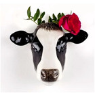 Cow Head Figurine Hang Vase Wall Mounted Ceramic Plant Flower Home Décor