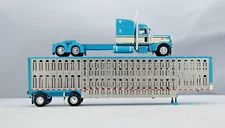 DCP 1/64 Turquoise Cream Peterbilt 389 Wilson Livestock Trailer 60-1788 Farm Toy