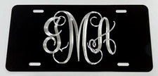 Elegant Monogram Diamond Etched Engraved License Plate Front Car Tag Custom Gift