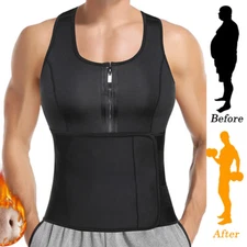 Men's Sweat Sauna Vest Waist Trainer Body Shaper Neoprene Tank Tops Workout Suit