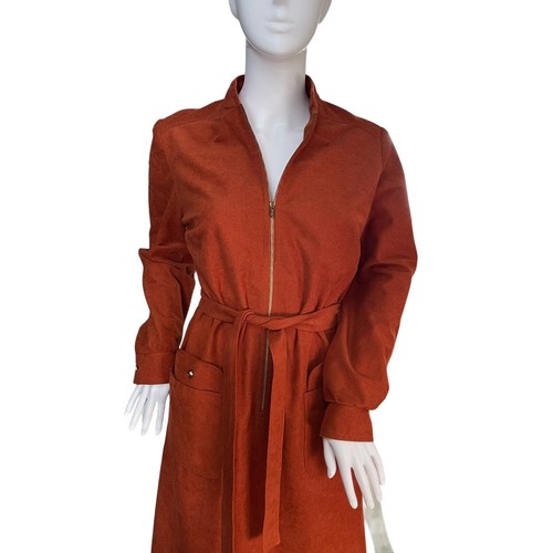 Henry Lee Vintage Rust Burnt Orange Langarm Kragen Midi Hemd Kleid Gr. L - Bild 6 von 7