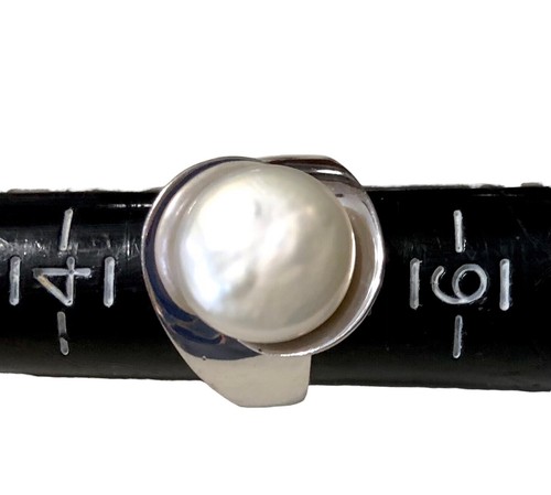 Sterling Silver Coin Pearl Ring Size Signed KN 925 Size 5 - Picture 9 of 11